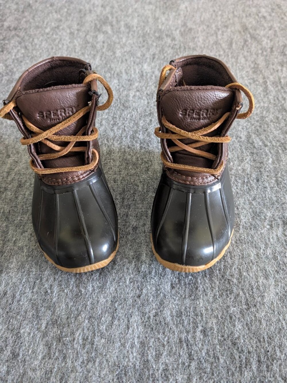 Sperry Saltwater Boots Toddler Size 9M Black Brown Duck Boots
